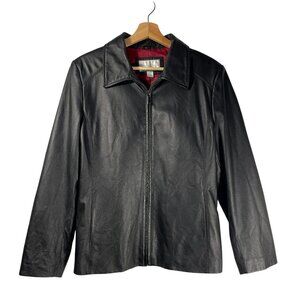 Worthington Women's Zip Up Leather Jacket Black Size L